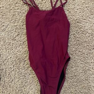 Jolyn Burgundy One-Piece Swimsuit with Thin Straps